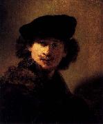Self-portrait with Velvet Beret and Furred Mantel Rembrandt van rijn